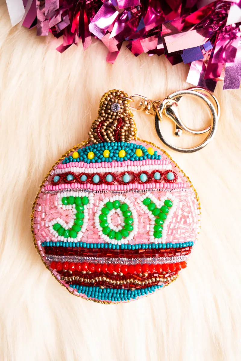Pink Joy Seed Bead Keychain