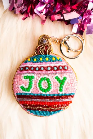 Pink Joy Seed Bead Keychain