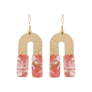 Pink Resin & 18K Gold-Plated Abstract U-Shape Drop Earrings