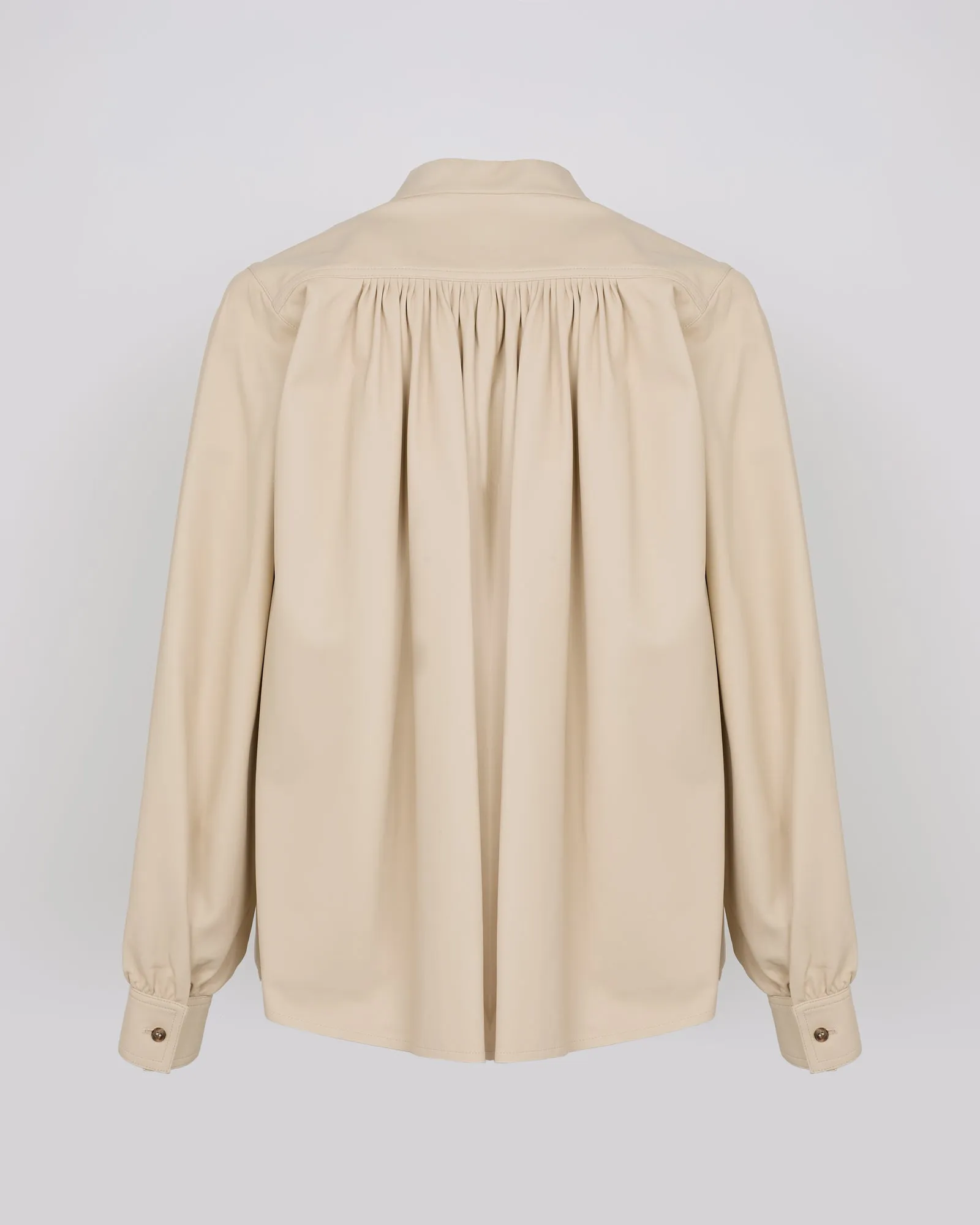 Pleated shirt in thin lambskin leather