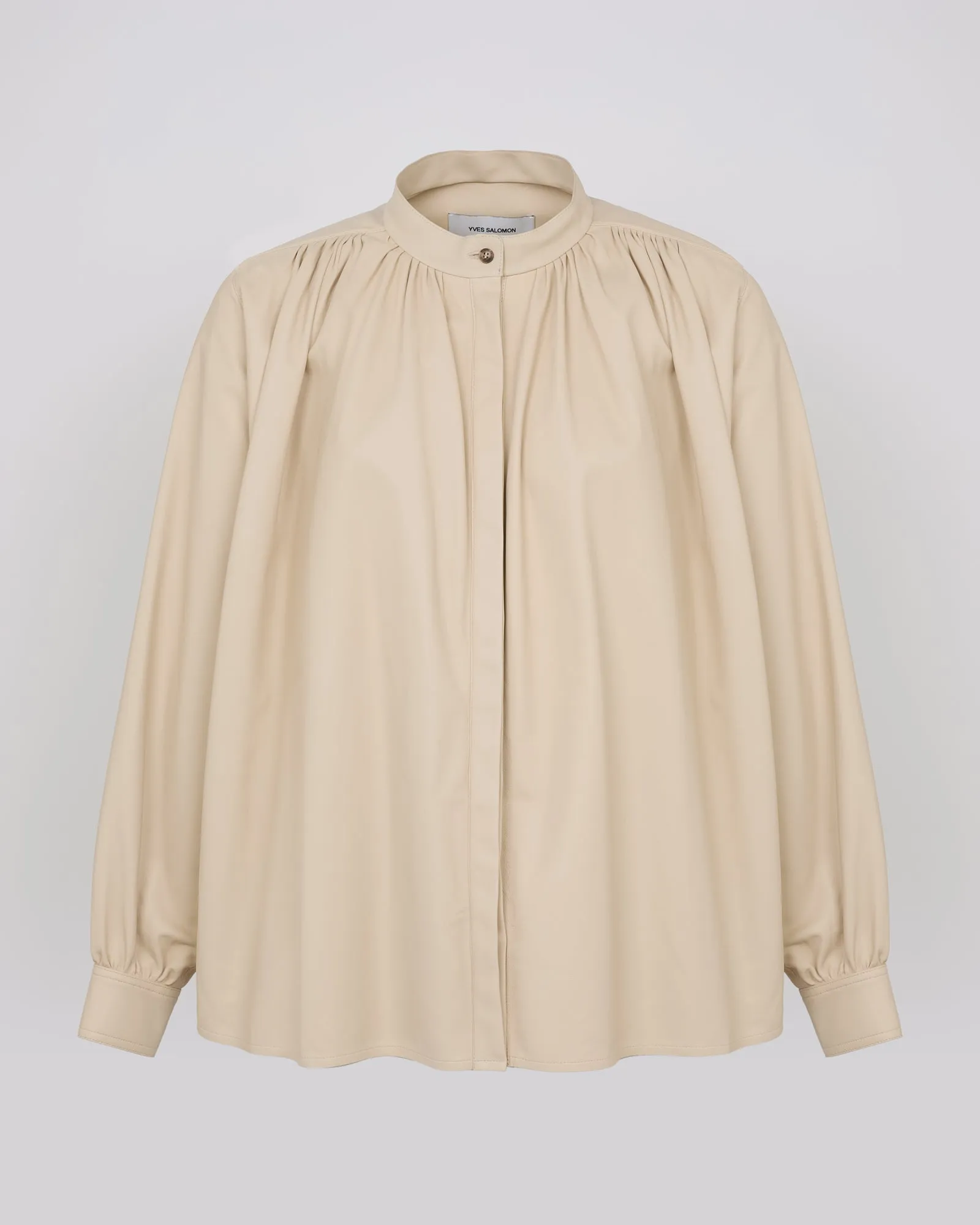 Pleated shirt in thin lambskin leather