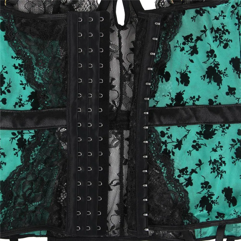 Plus Size With Farawlaya Exquisite Lace Garter Lingerie With Underwire