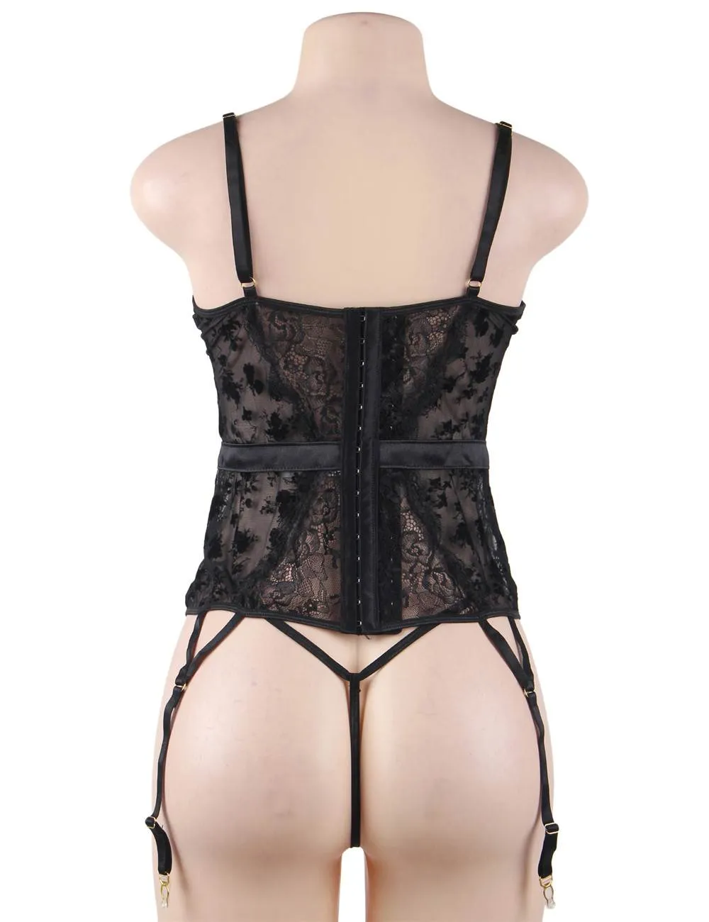 Plus Size With Farawlaya Exquisite Lace Garter Lingerie With Underwire