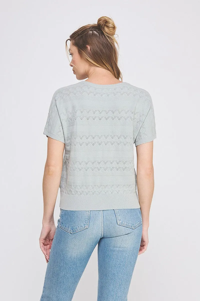 Pointelle Top - Dusty Sage