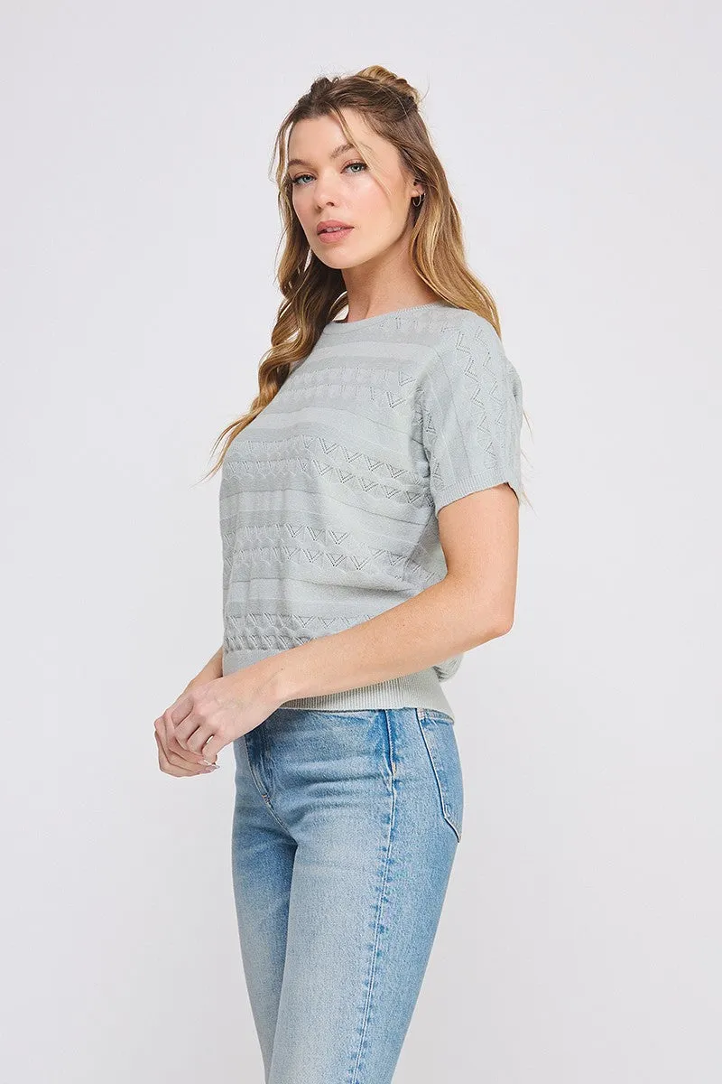 Pointelle Top - Dusty Sage