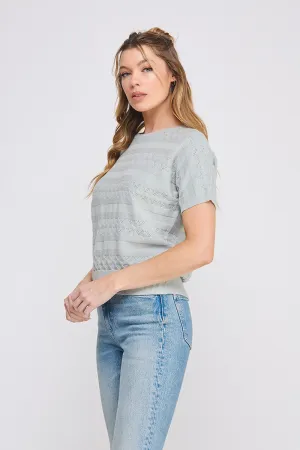 Pointelle Top - Dusty Sage