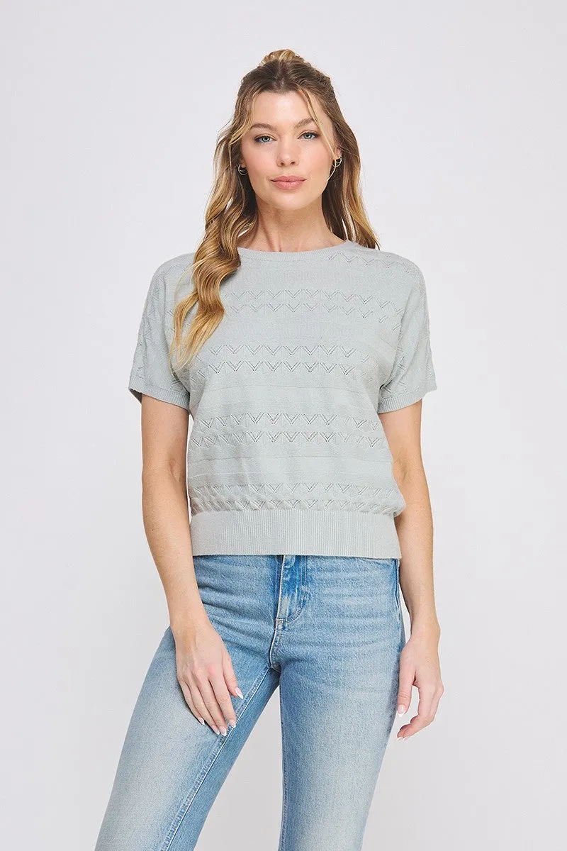Pointelle Top - Dusty Sage