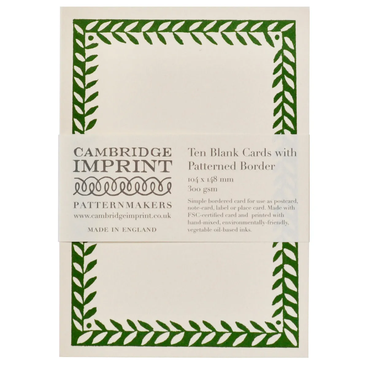 Postcards with Pea Green Border Pack of 10