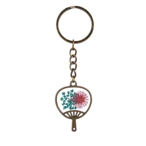 Pressed Flower & 18K Gold-Plated Floral Fan Keychain