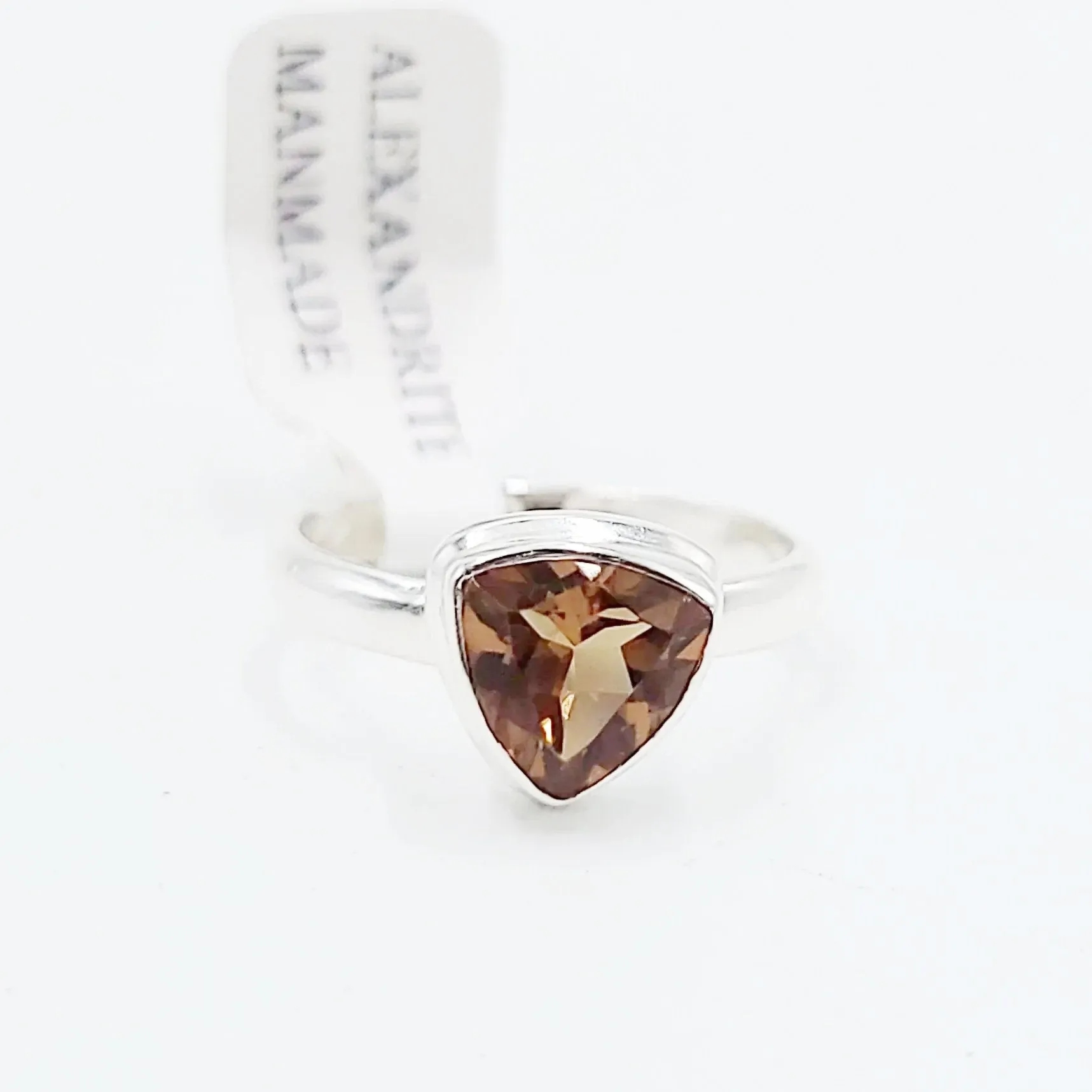 "Autumn" Alexandrite Trillion Ring Sterling Silver Size 7
