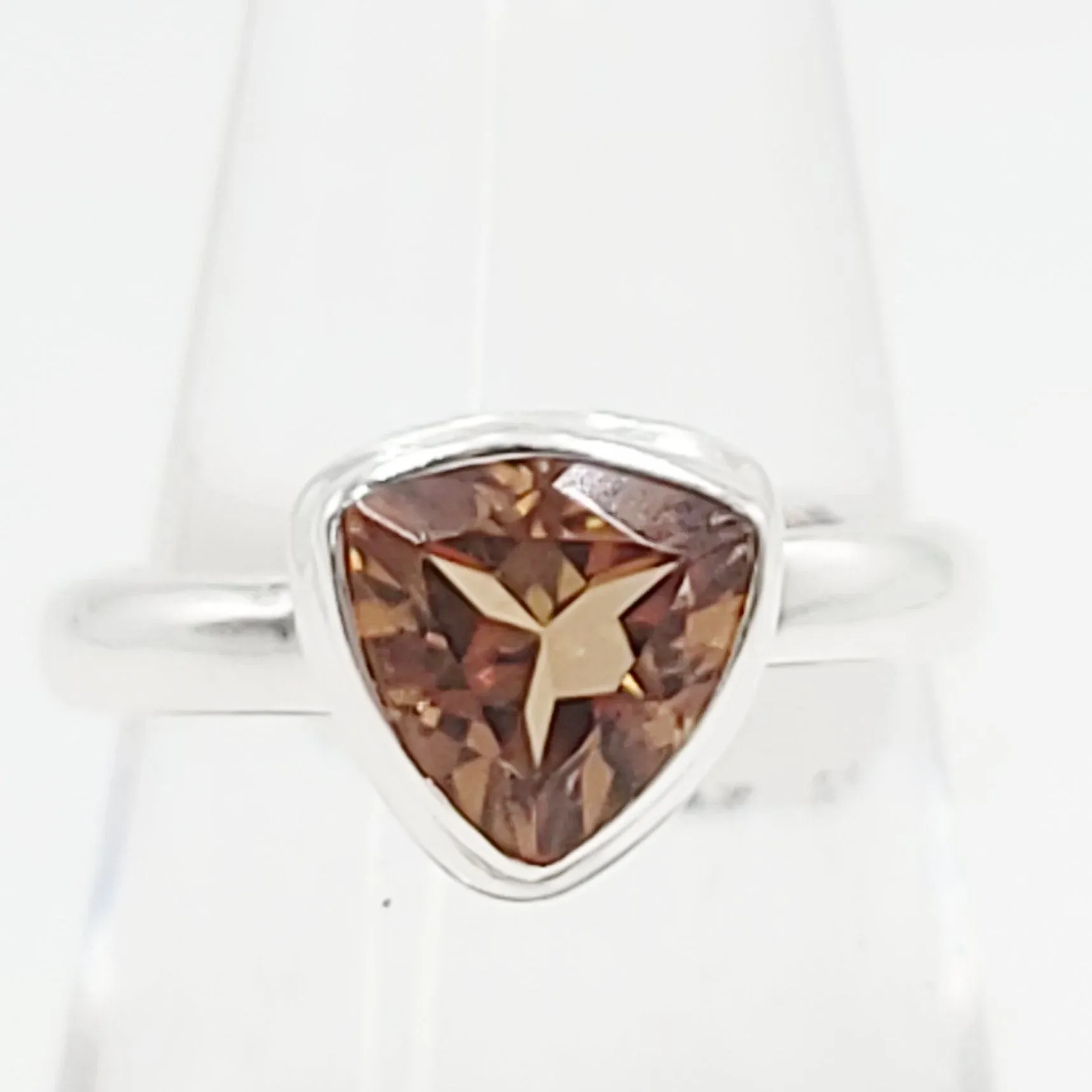 "Autumn" Alexandrite Trillion Ring Sterling Silver Size 7