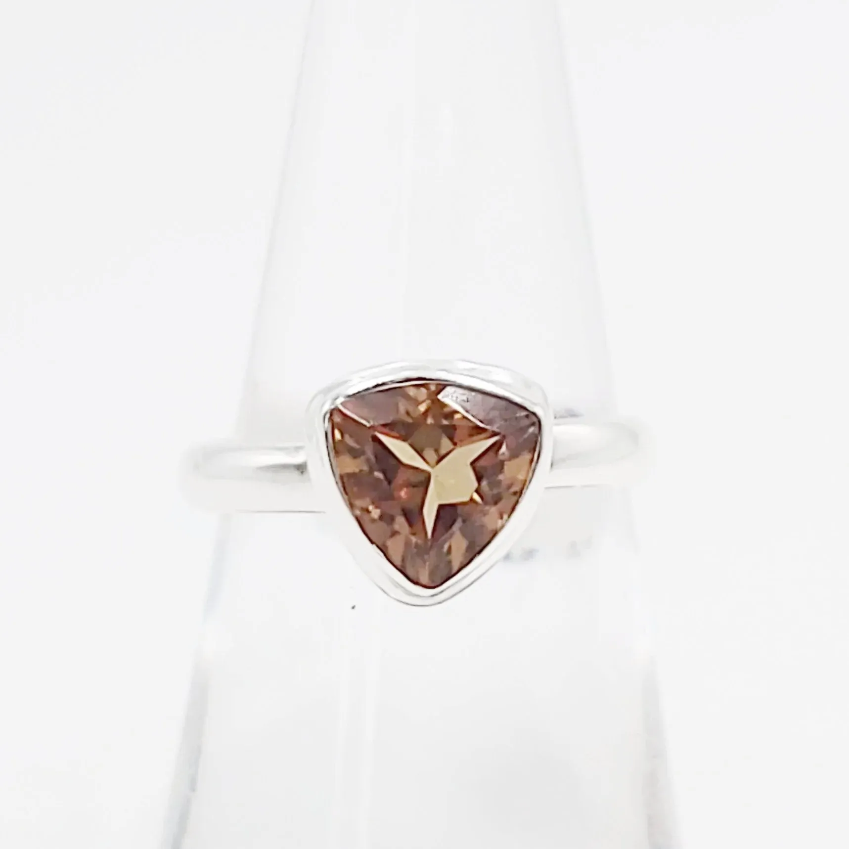 "Autumn" Alexandrite Trillion Ring Sterling Silver Size 7
