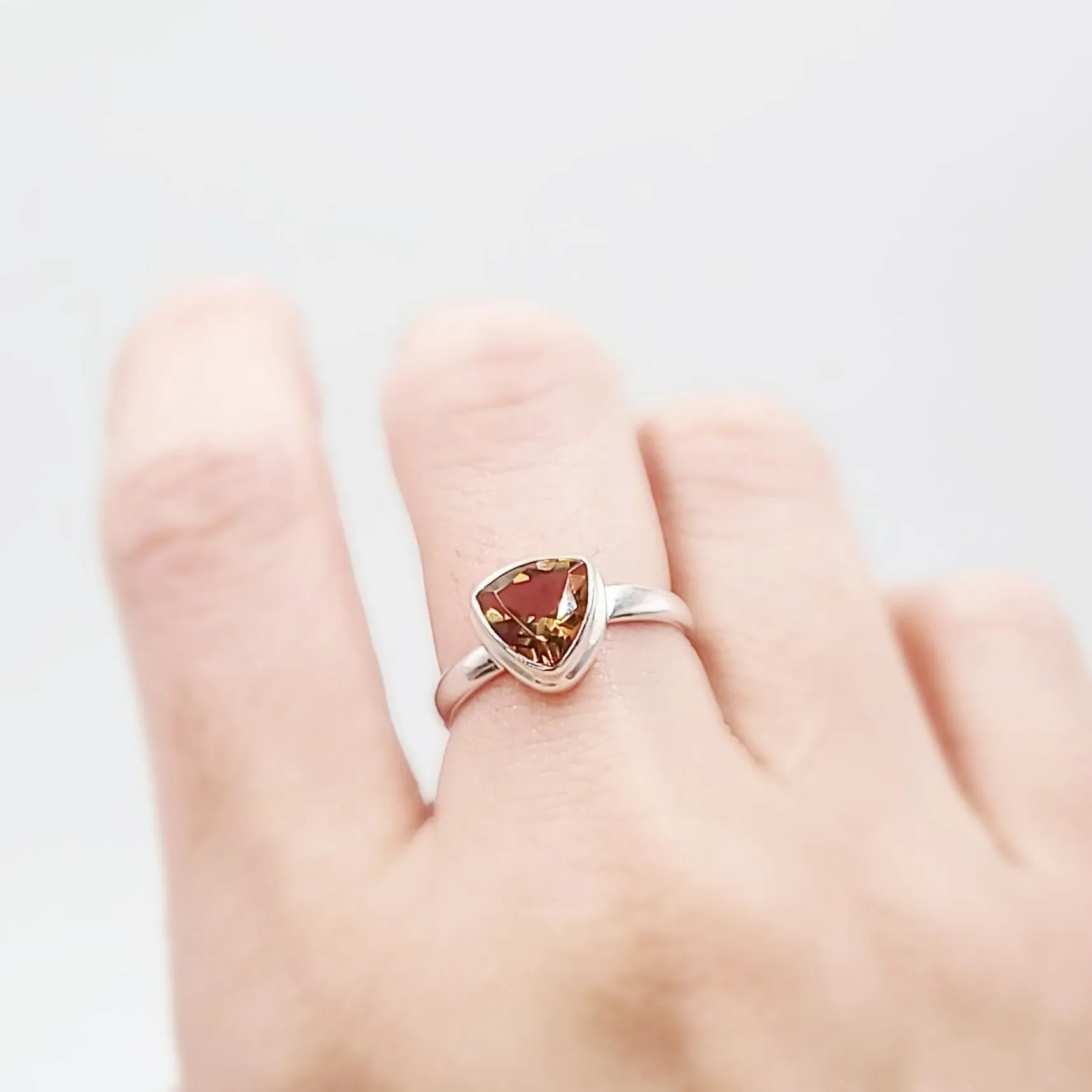 "Autumn" Alexandrite Trillion Ring Sterling Silver Size 7