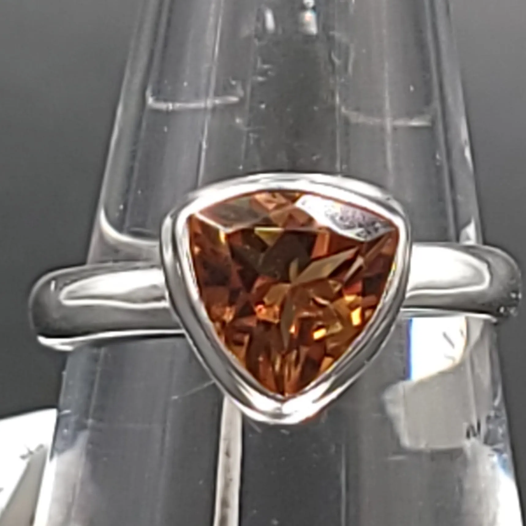 "Autumn" Alexandrite Trillion Ring Sterling Silver Size 7