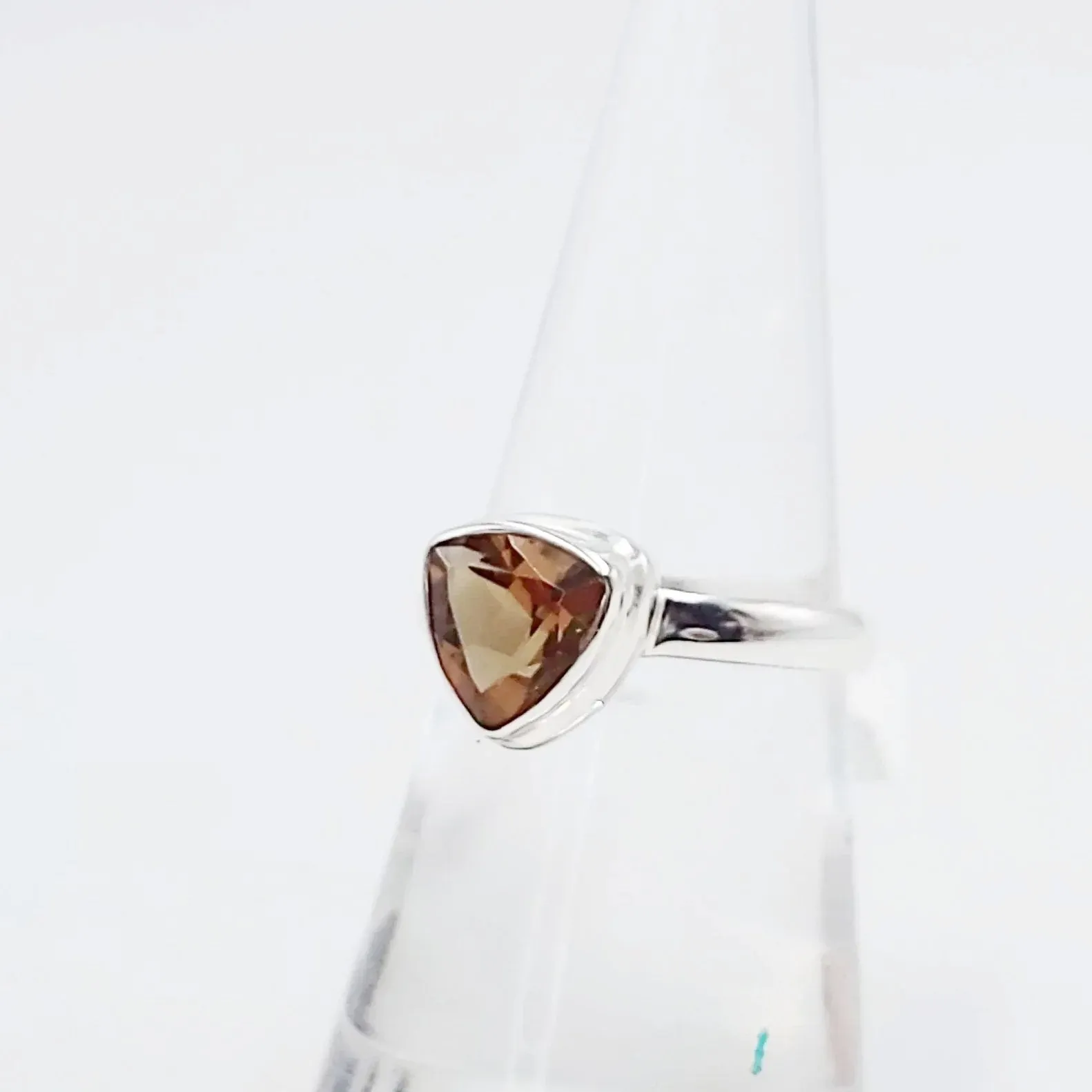 "Autumn" Alexandrite Trillion Ring Sterling Silver Size 7