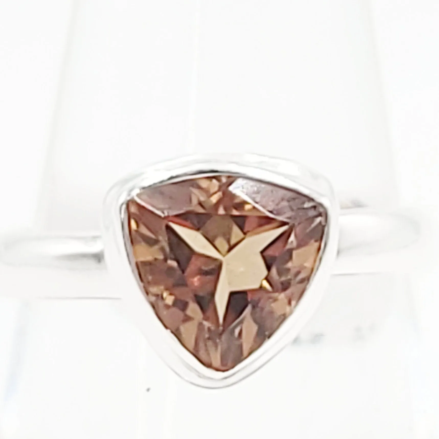 "Autumn" Alexandrite Trillion Ring Sterling Silver Size 7