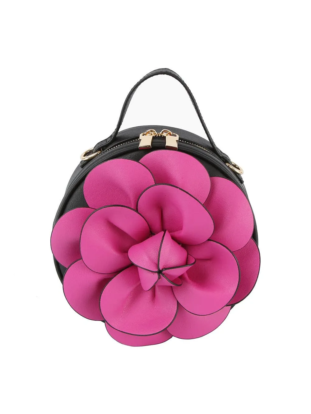 Raised Flower Petite Handbag: Teal