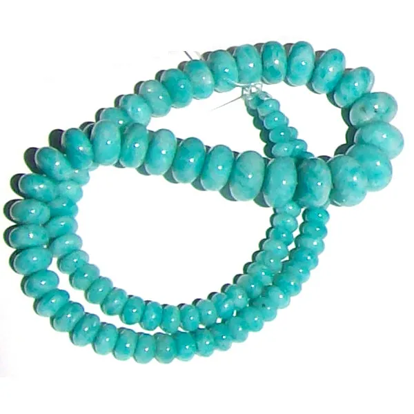 Rare Amazonite Peru rondelles ~7-8mm AAA Blue hand-cut stone set #7 - 10 beads