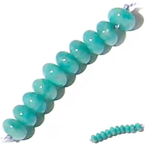 Rare Amazonite Peru rondelles ~7-8mm AAA Blue hand-cut stone set #7 - 10 beads