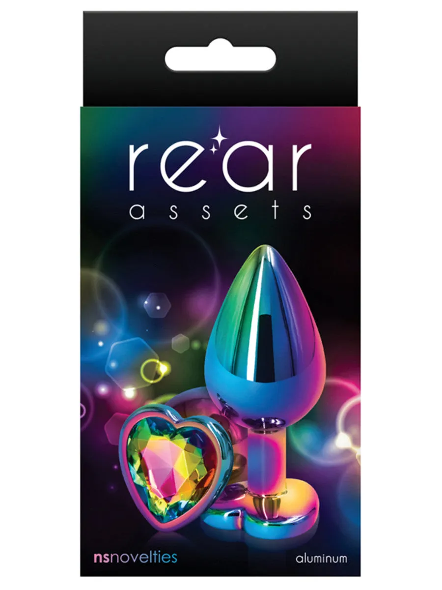 Rear Assets Medium Butt Plug - Rainbow with Rainbow Heart
