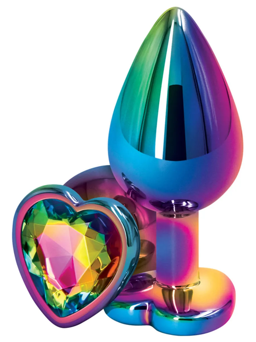 Rear Assets Medium Butt Plug - Rainbow with Rainbow Heart