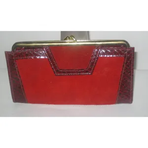 Red Suede Faux Reptile Wallet By St. Thomas