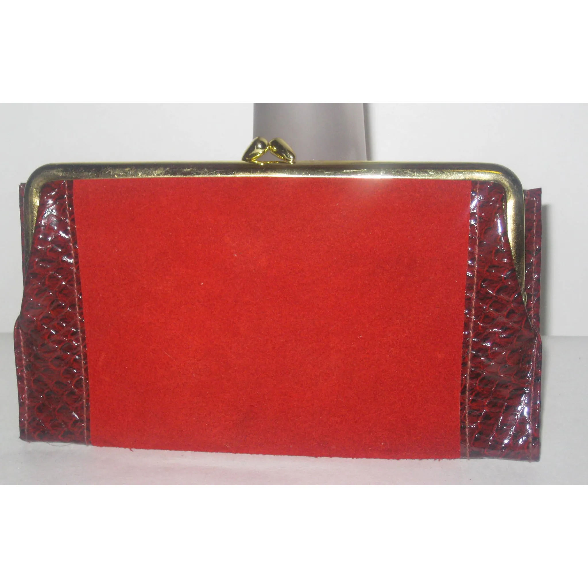 Red Suede Faux Reptile Wallet By St. Thomas