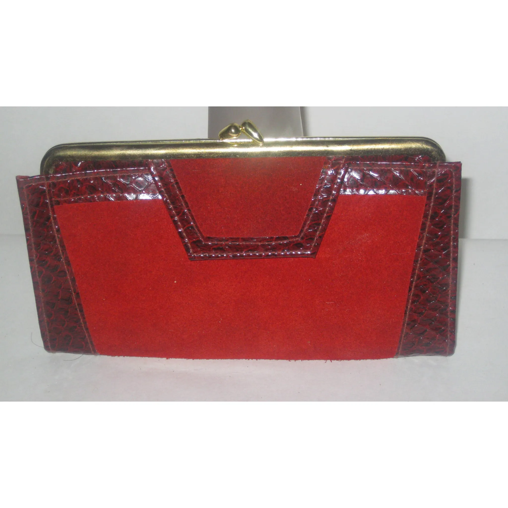 Red Suede Faux Reptile Wallet By St. Thomas
