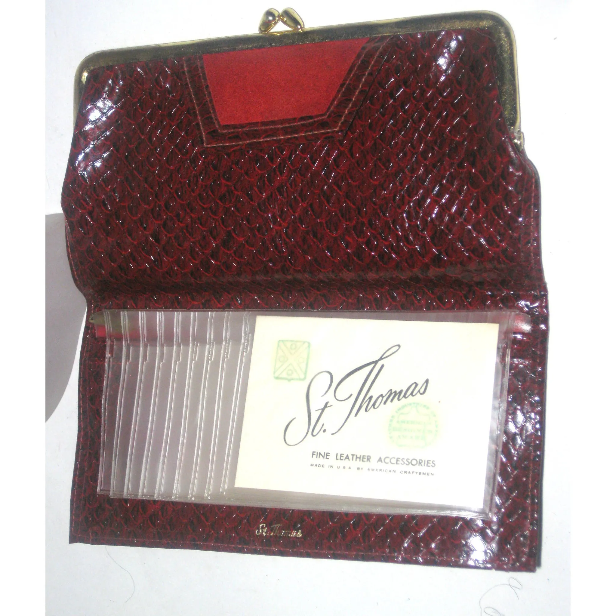 Red Suede Faux Reptile Wallet By St. Thomas