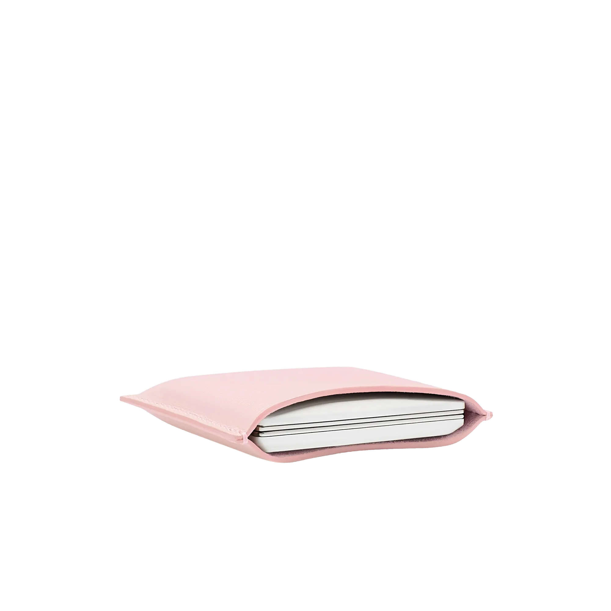 Refillable Pink fine leather powder case