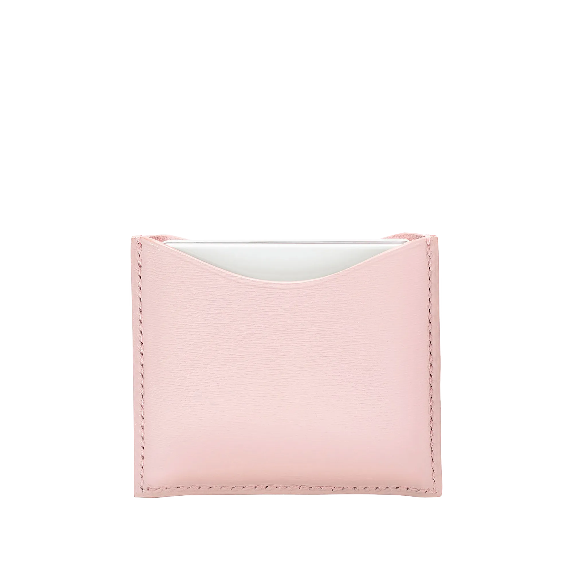 Refillable Pink fine leather powder case