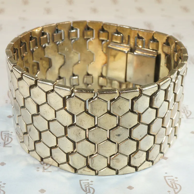 Retro Supple Honeycomb Link Bracelet by Trifari