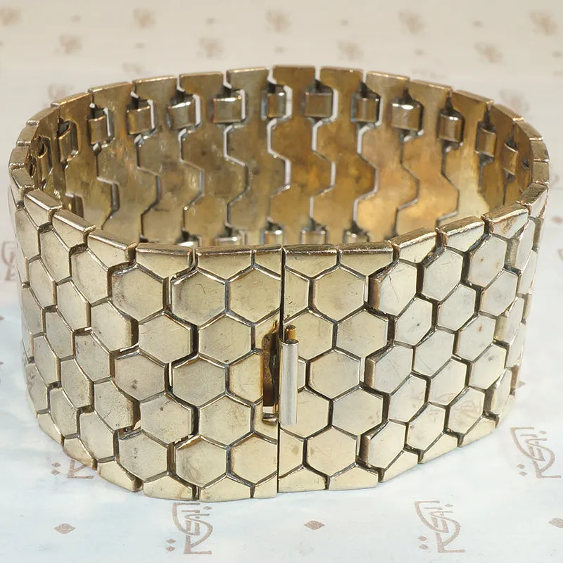 Retro Supple Honeycomb Link Bracelet by Trifari