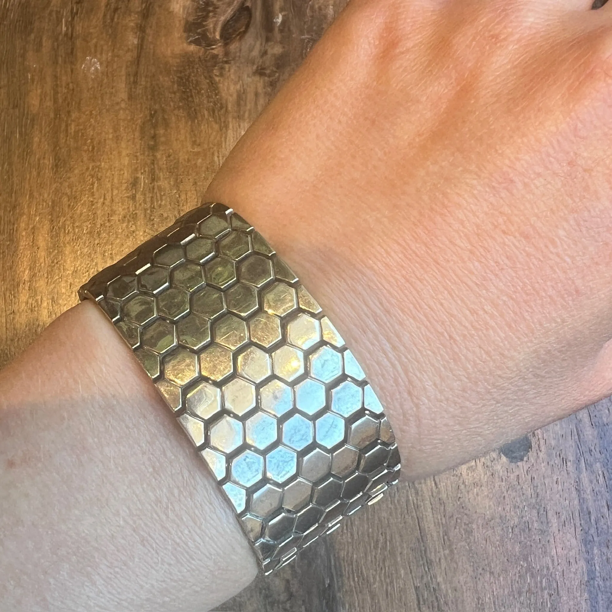 Retro Supple Honeycomb Link Bracelet by Trifari