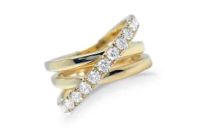 Ring 18kt Gold & Pave Diamonds Crossover
