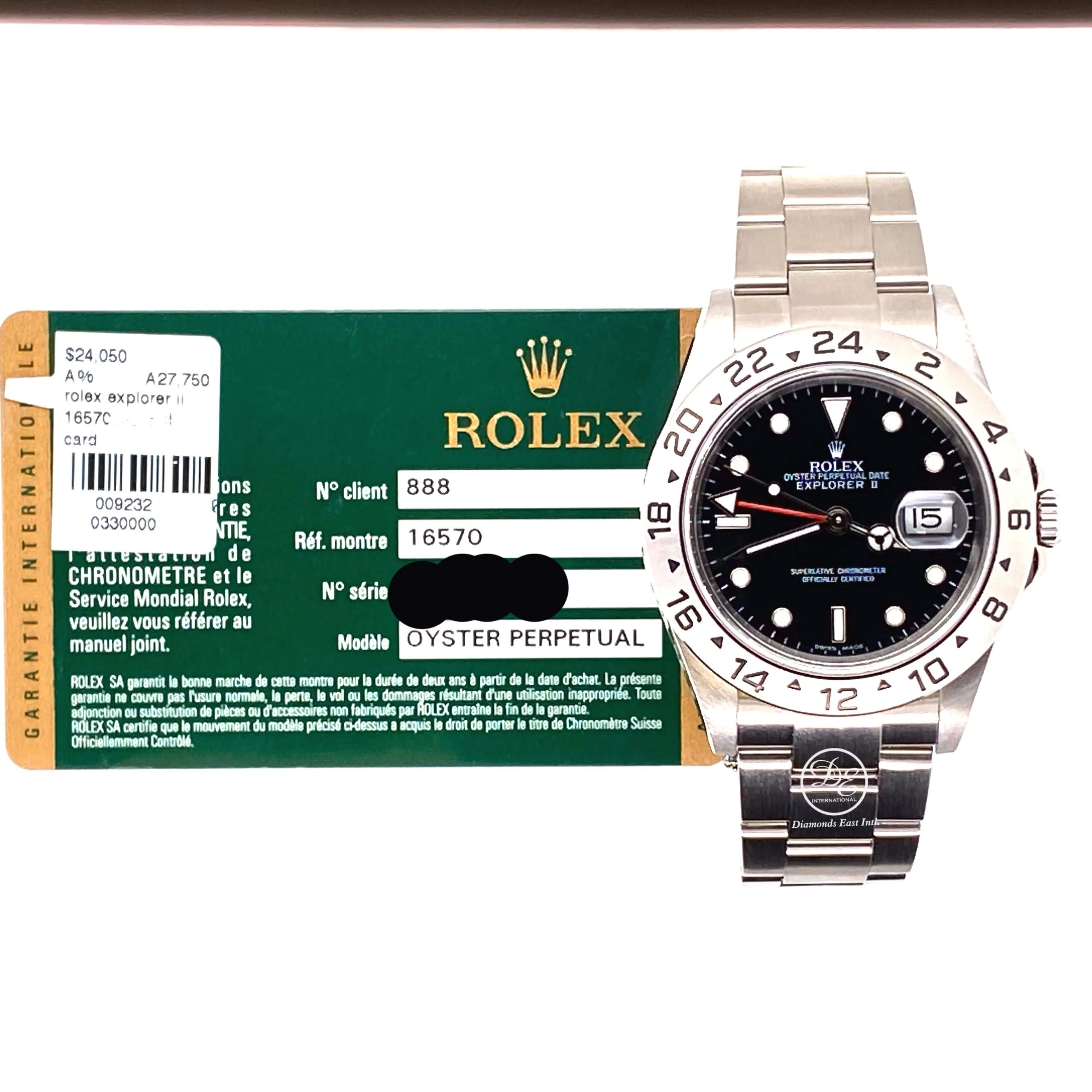 Rolex Explorer II 16570 Black Dial GMT Oyster Date PAPERS