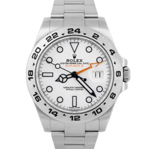 Rolex Explorer II 42mm 216570 Polar White Orange Stainless Steel GMT Watch BOX