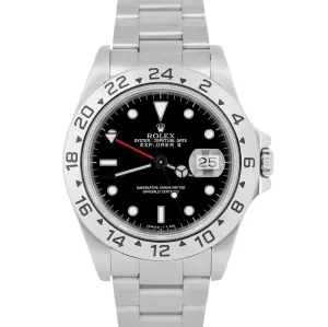 Rolex Explorer II Black Stainless Steel 40mm Steel GMT Automatic Watch 16570
