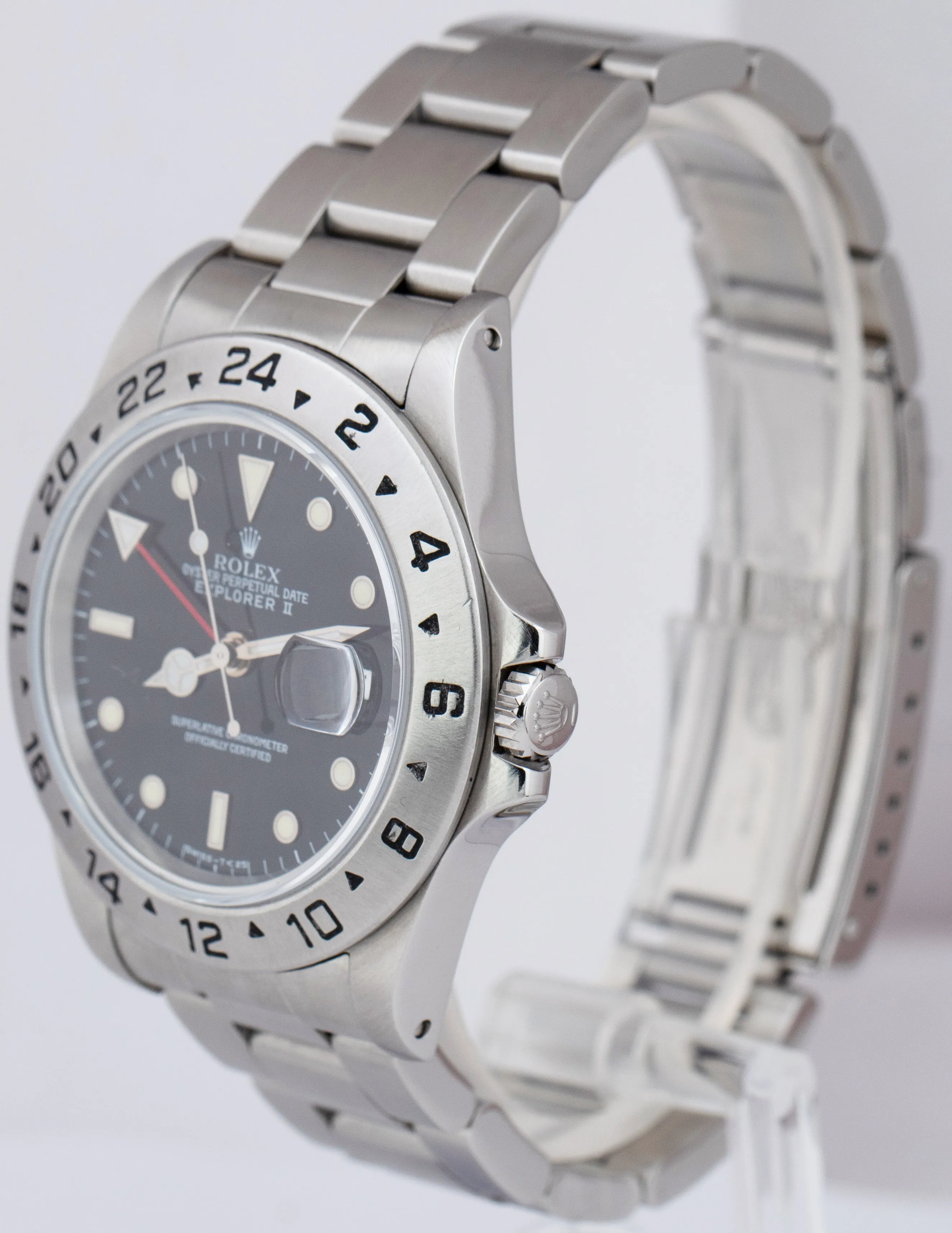 Rolex Explorer II Stainless Steel Black 40mm GMT Date Watch 16570 N-Serial