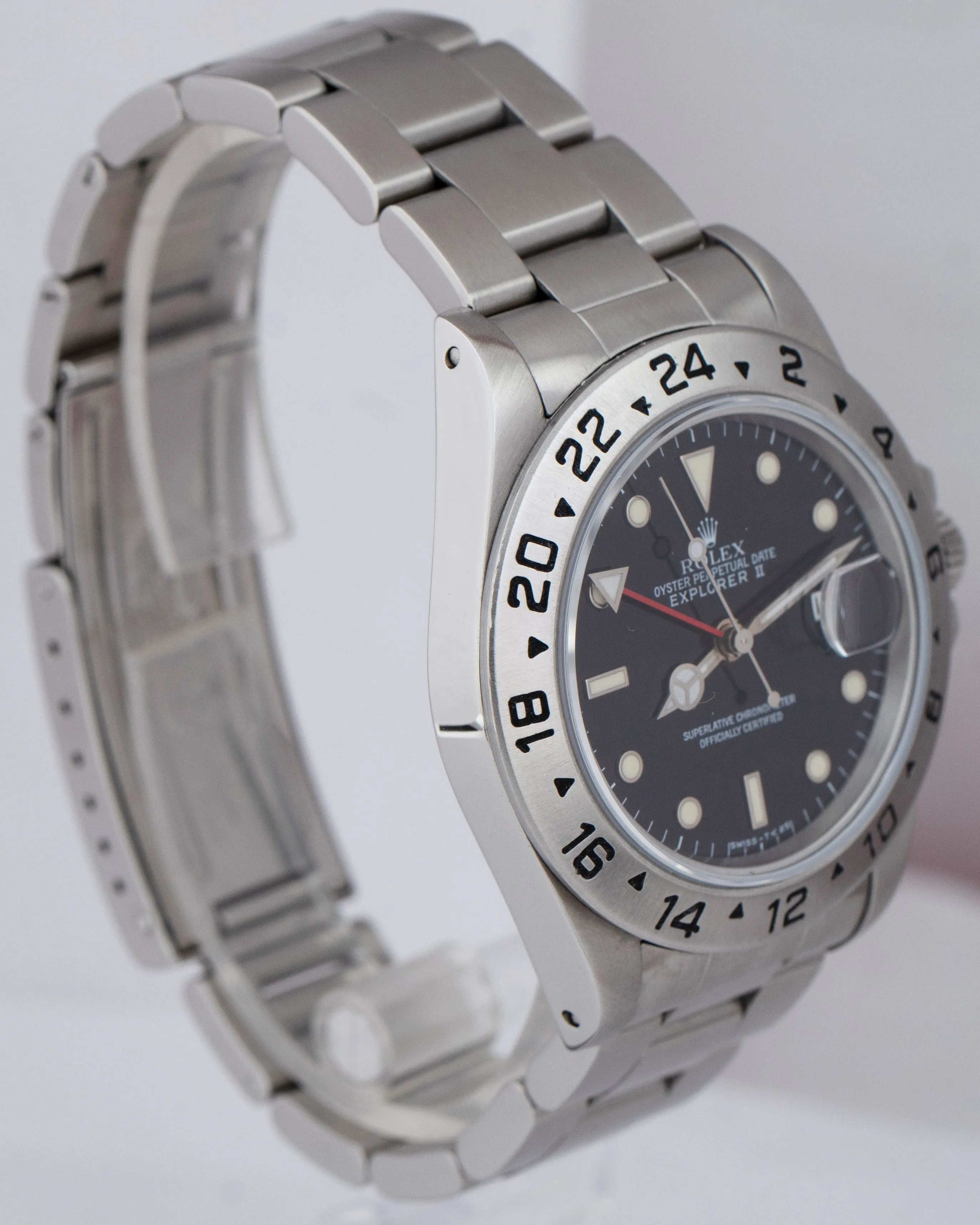 Rolex Explorer II Stainless Steel Black 40mm GMT Date Watch 16570 N-Serial