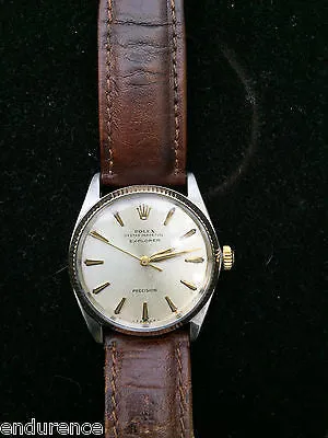 ROLEX VINTAGE RARE EXPLORER OYSTER PERPETUAL PRECISION 2TONE STEEL 14K 5501