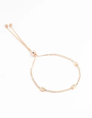 Rose Gold Butterfly Station Czech Crystals Toggle Bracelet