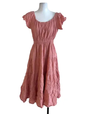 Rose Pink Plaid Textured Dress