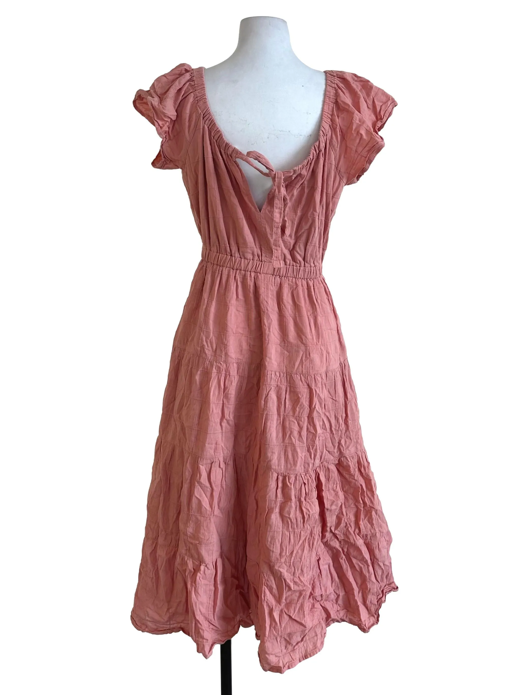 Rose Pink Plaid Textured Dress