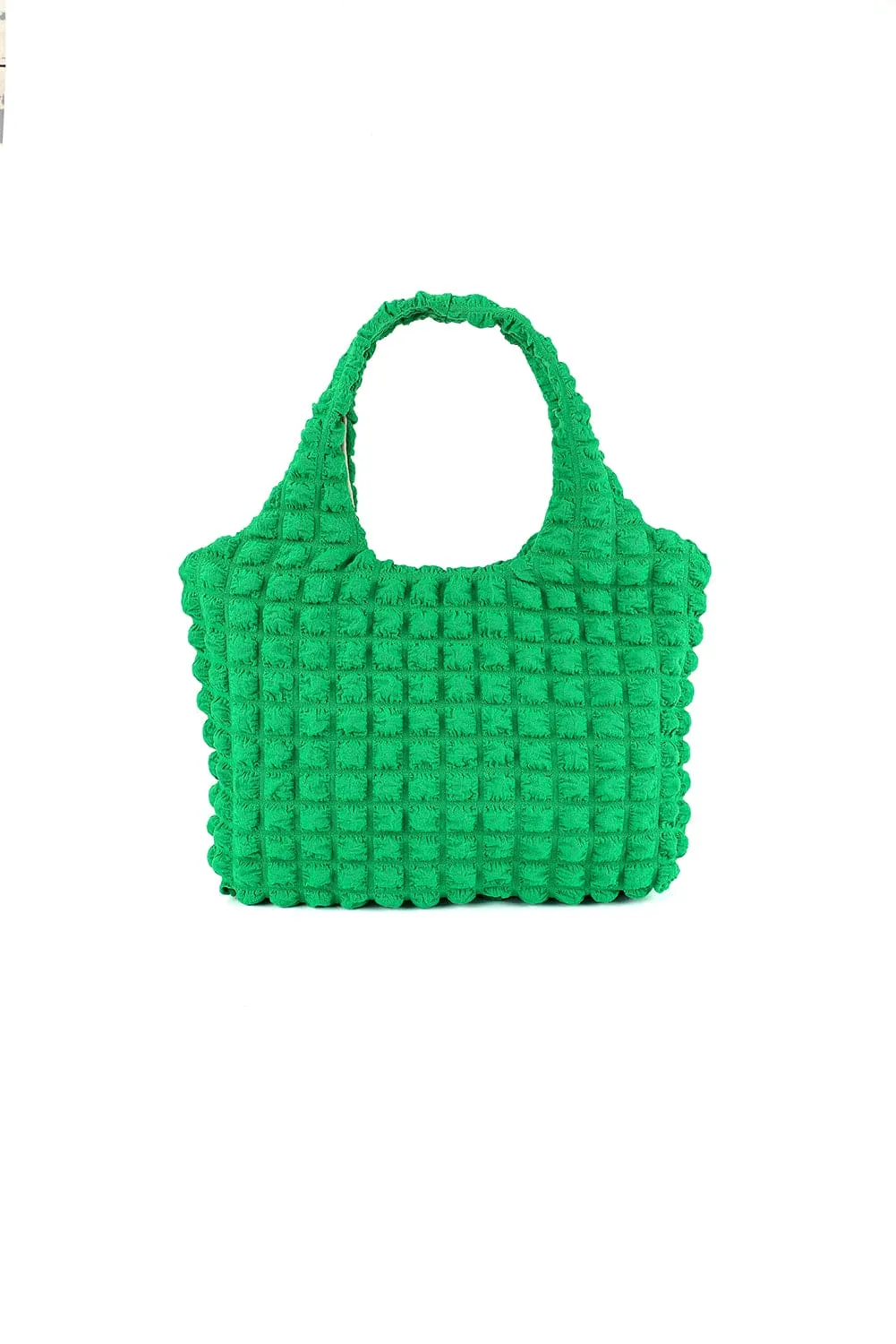 Rose Textured Pleated Bubble Shoulder Bag