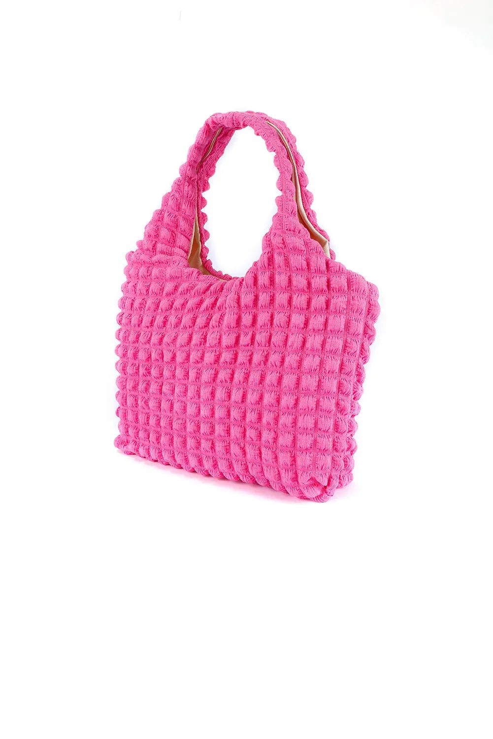Rose Textured Pleated Bubble Shoulder Bag