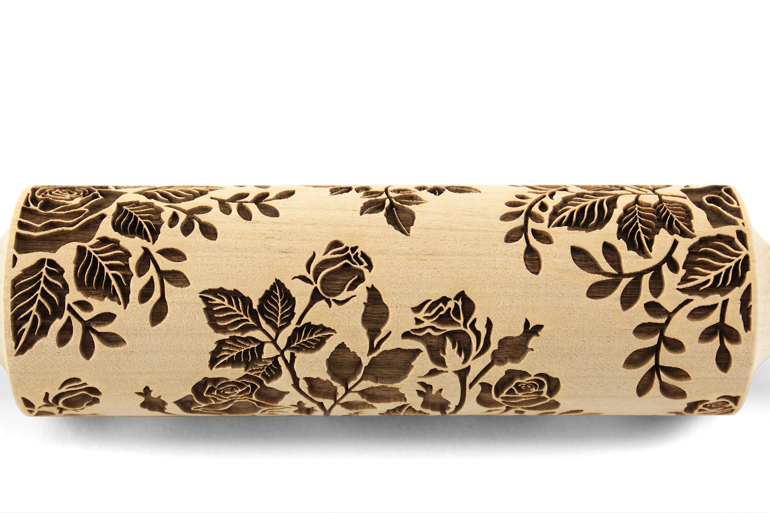 Roses Big Embossed Rolling Pin, Textured Cookies, Clay Stamp, Christmas Gift,  Ceramic Roller Pottery