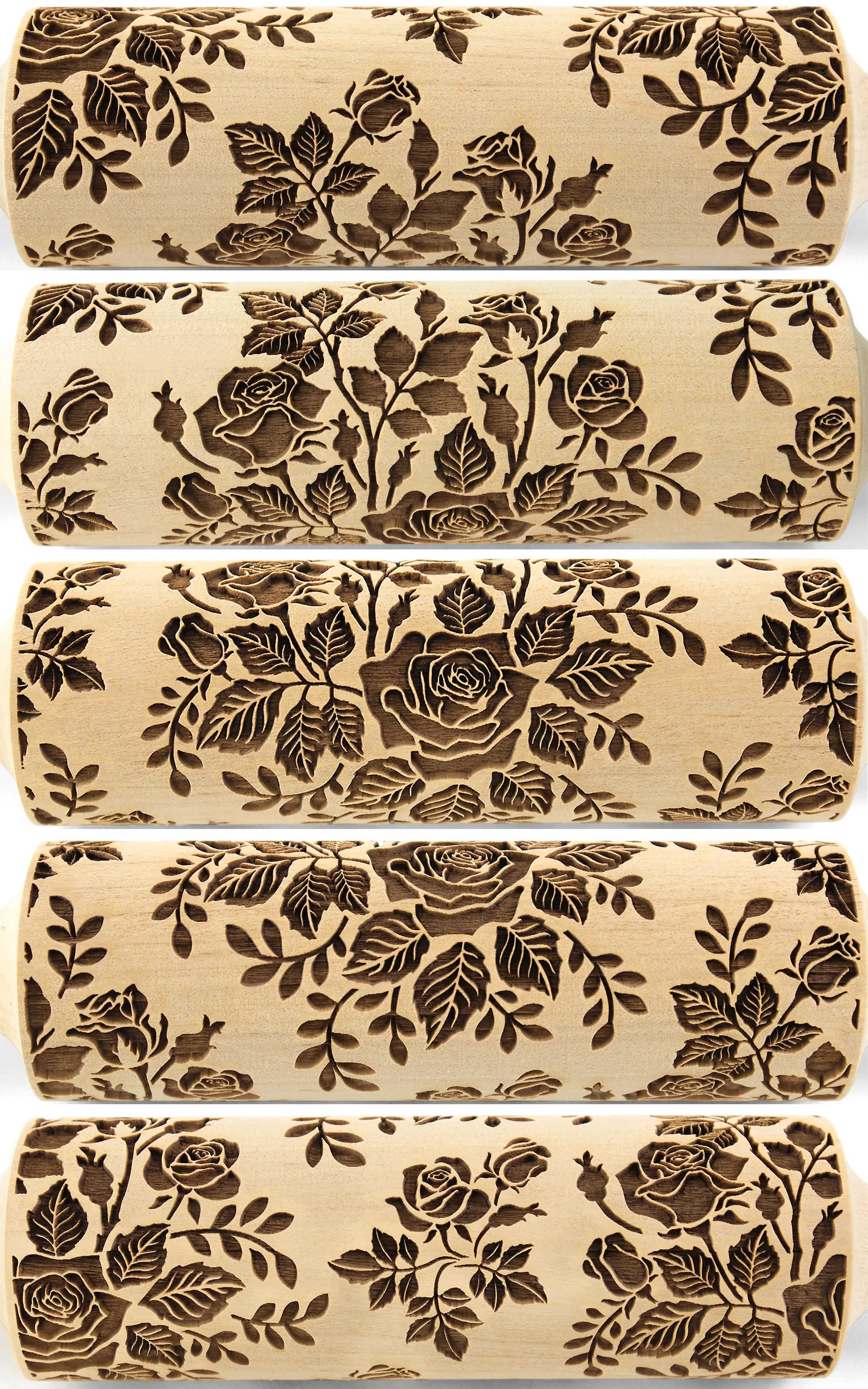 Roses Big Embossed Rolling Pin, Textured Cookies, Clay Stamp, Christmas Gift,  Ceramic Roller Pottery