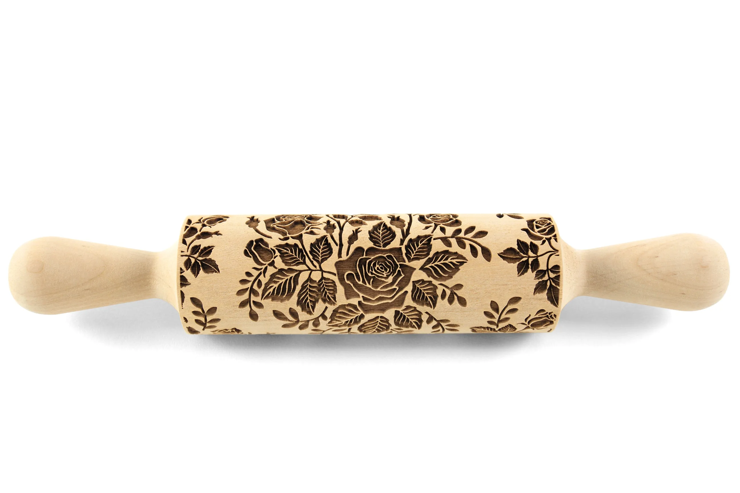 Roses Big Embossed Rolling Pin, Textured Cookies, Clay Stamp, Christmas Gift,  Ceramic Roller Pottery