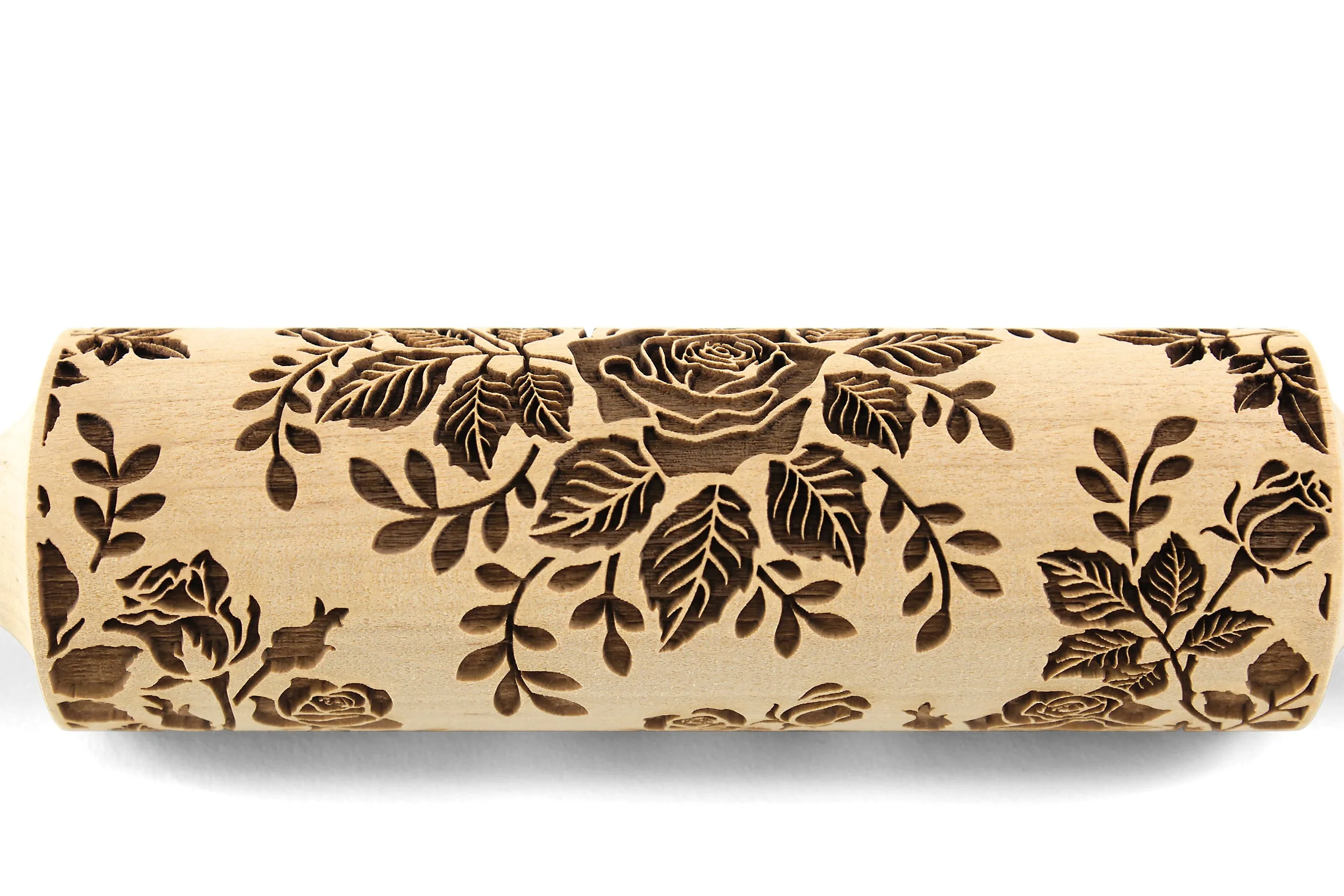 Roses Big Embossed Rolling Pin, Textured Cookies, Clay Stamp, Christmas Gift,  Ceramic Roller Pottery
